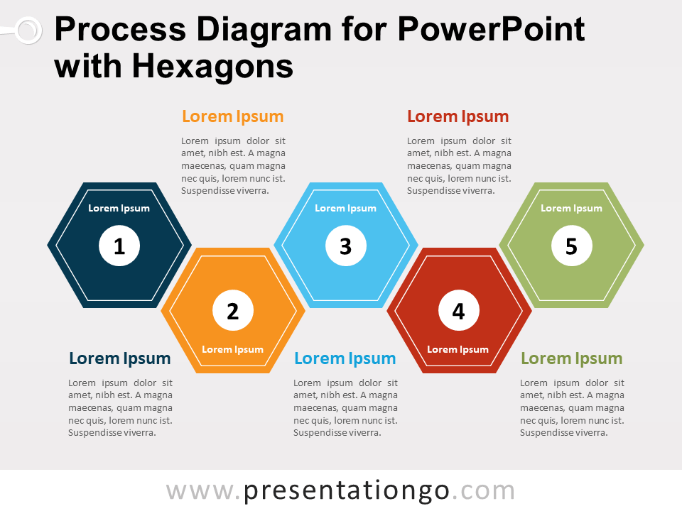 Diagrama de Proceso Gratis Para PowerPoint Con Hexágonos