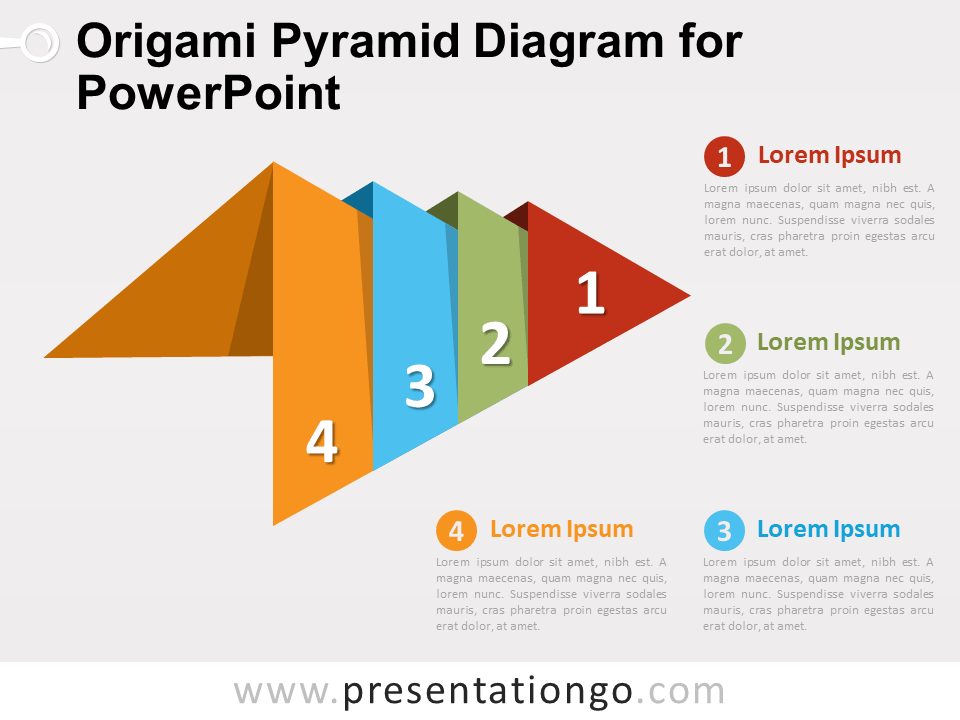 Diagrama Gratis de Pirámide de Origami Para PowerPoint