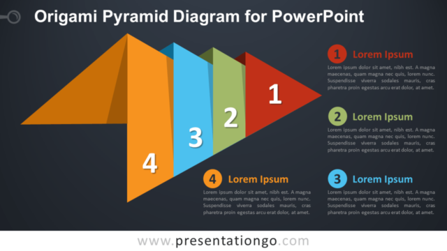 Diagrama Gratis de Pirámide de Origami Para PowerPoint