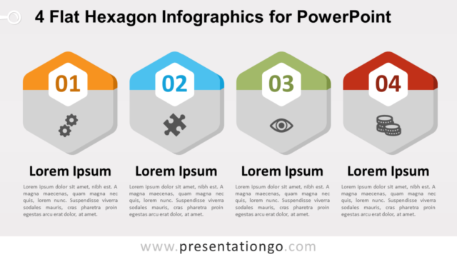 4 Infografías Planas de Hexágonos Para PowerPoint Gratis