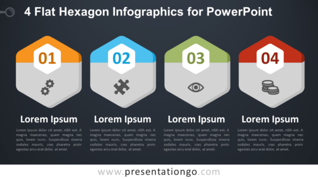 4 Infografías Planas de Hexágonos Para PowerPoint Gratis
