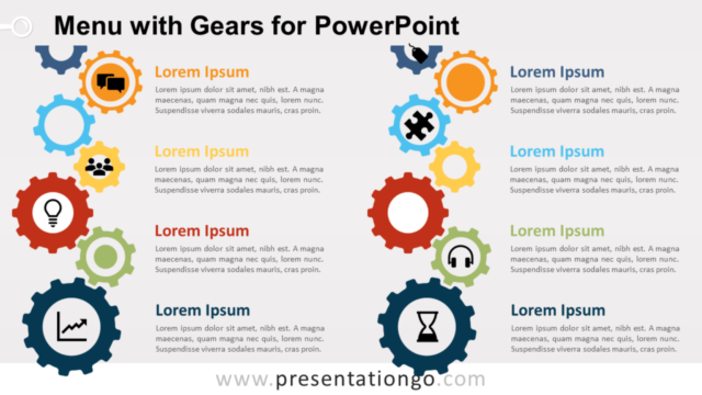 Menú de Engranajes Para PowerPoint Gratis