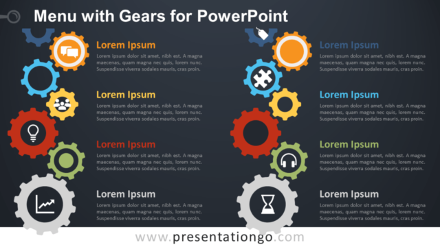 Menú de Engranajes Para PowerPoint Gratis