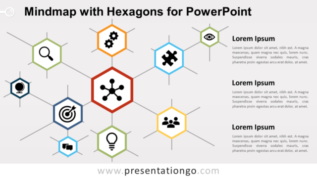 Mapa Mental Con Hexágonos Para PowerPoint Gratis