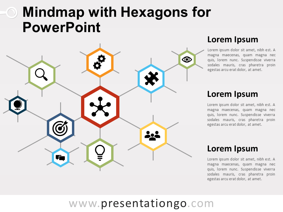 Mapa Mental Con Hexágonos Para PowerPoint Gratis