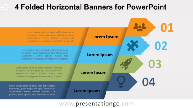 4 Banners Horizontales Doblados Gratis Para PowerPoint