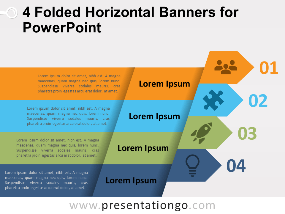 4 Banners Horizontales Doblados Gratis Para PowerPoint
