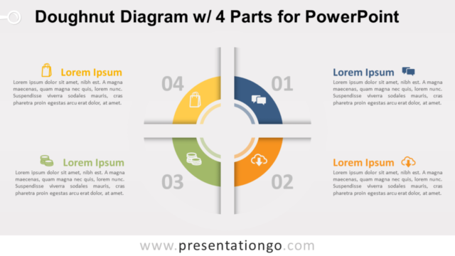Diagrama de Rosquilla Gratis Con 4 Partes Para PowerPoint