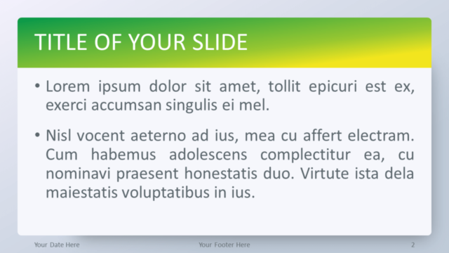 Plantilla Degradado Verde Para PowerPoint Gratis - Diapositiva de Título Y Contenido