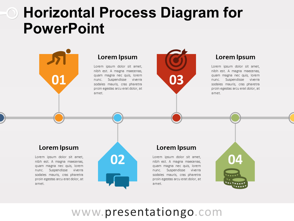 Diagrama Gratis de Proceso Horizontal Para PowerPoint