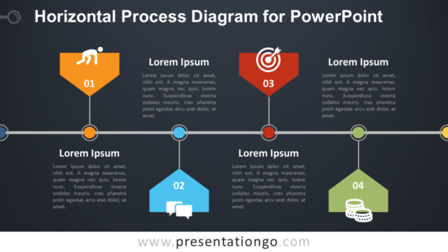 Diagrama Gratis de Proceso Horizontal Para PowerPoint