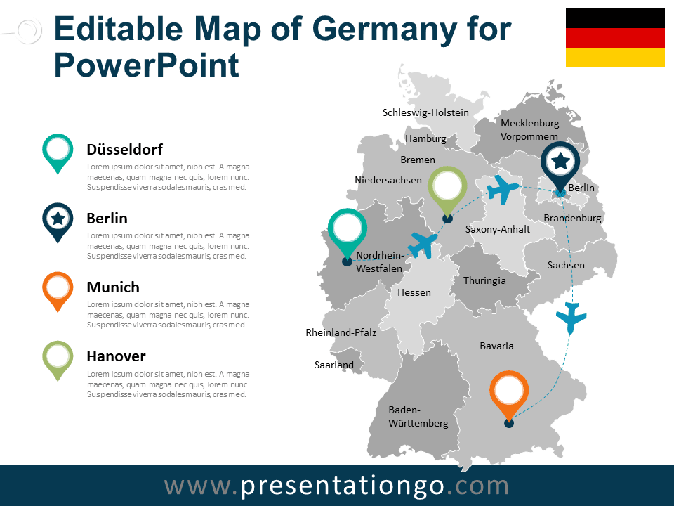 Mapa Gratis de Alemania Para PowerPoint