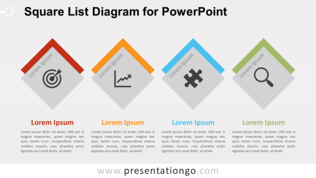 Diagrama Gratis de Lista de Cuadrados Para PowerPoint