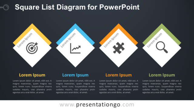 Diagrama Gratis de Lista de Cuadrados Para PowerPoint