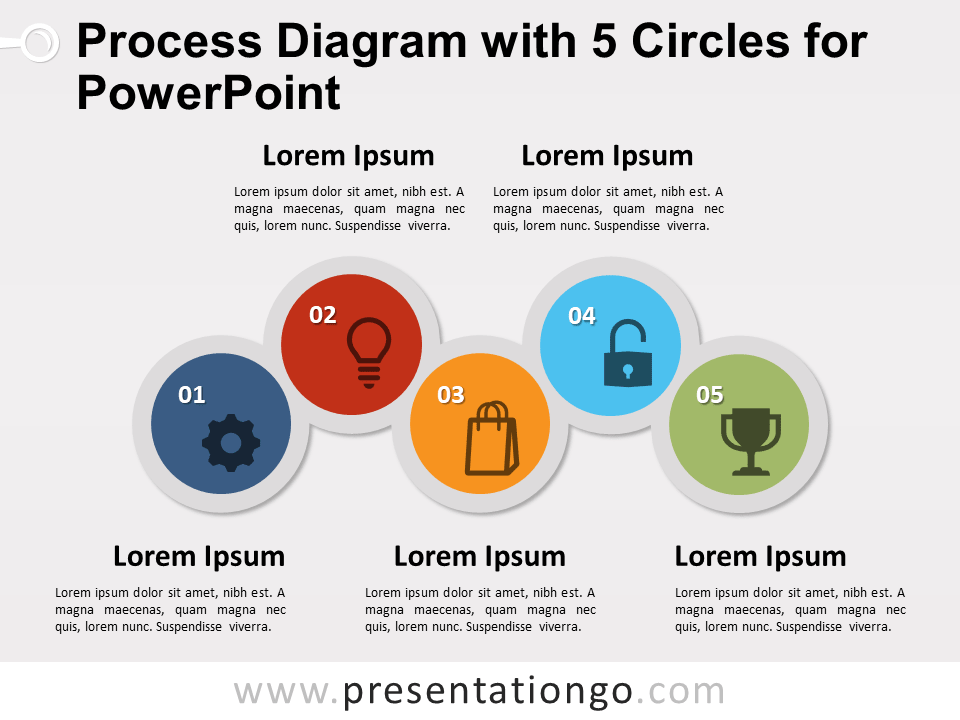 Diagrama Gratis de Proceso Con 5 Círculos Para PowerPoint