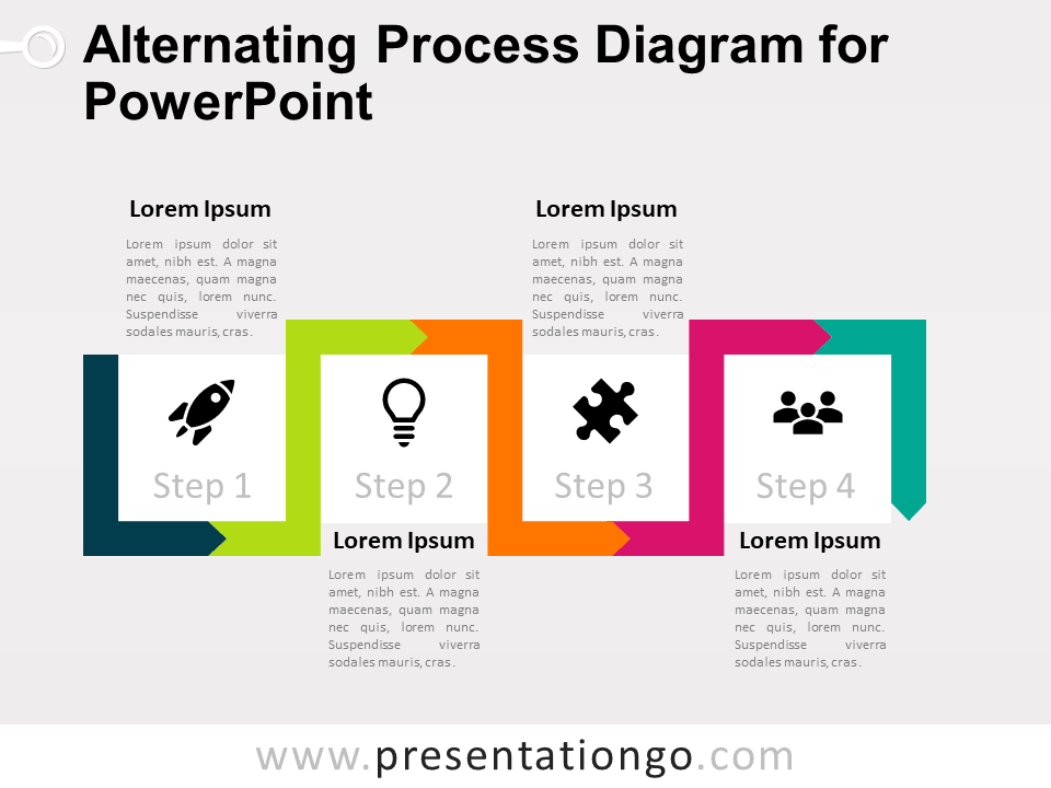 Diagrama Gratis de Proceso Alternado Para PowerPoint