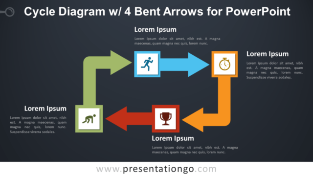 Diagrama Gratis de Ciclo Con 4 Flechas Curvas Para PowerPoint