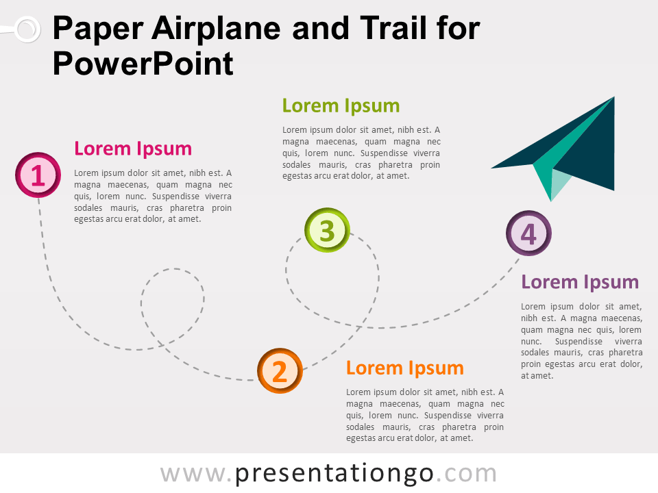 Avión de Papel y Rastro Para PowerPoint Gratis