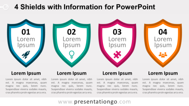 4 Escudos Con Información Para PowerPoint