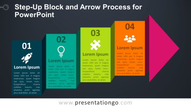 Proceso Gratis de Bloques Y Flechas Ascendentes Para PowerPoint
