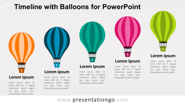 Cronograma Con Globos Aerostáticos Para PowerPoint Gratis