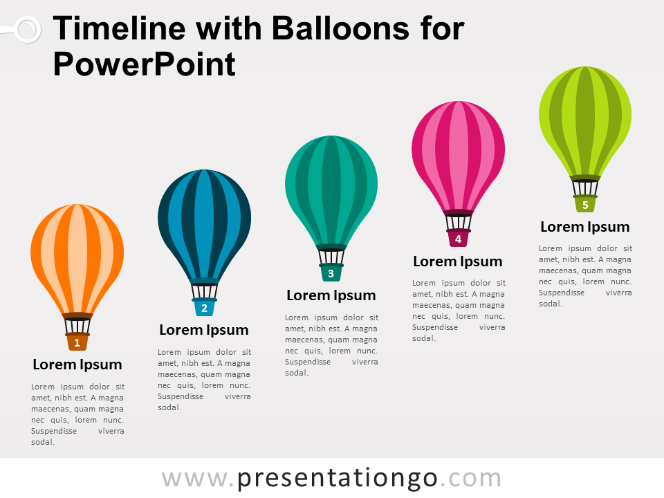 Cronograma Con Globos Aerostáticos Para PowerPoint Gratis