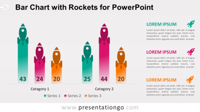 Gráfico Gratis de Barras Con Cohetes Para PowerPoint