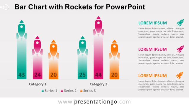 Gráfico Gratis de Barras Con Cohetes Para PowerPoint