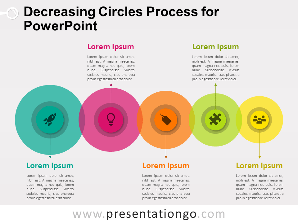 Proceso de Círculos Decrecientes Gratis Para PowerPoint