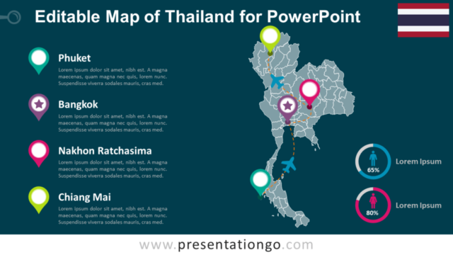 Mapa de Tailandia Gratis Para PowerPoint