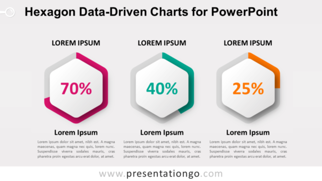 Gráficos de Datos Hexagonales Gratis Para PowerPoint