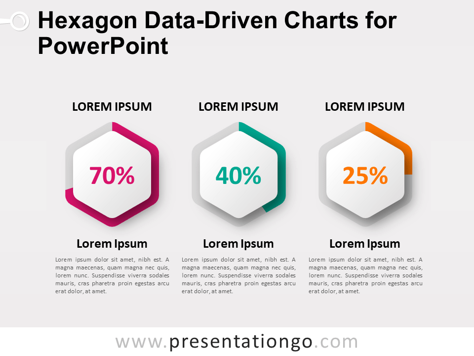 Gráficos de Datos Hexagonales Gratis Para PowerPoint