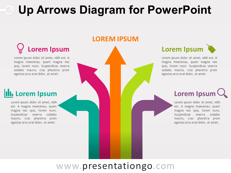 Diagrama de Flechas Hacia Arriba Gratis Para PowerPoint