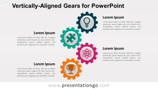 Engranajes Alineados Verticalmente Gratis Para PowerPoint