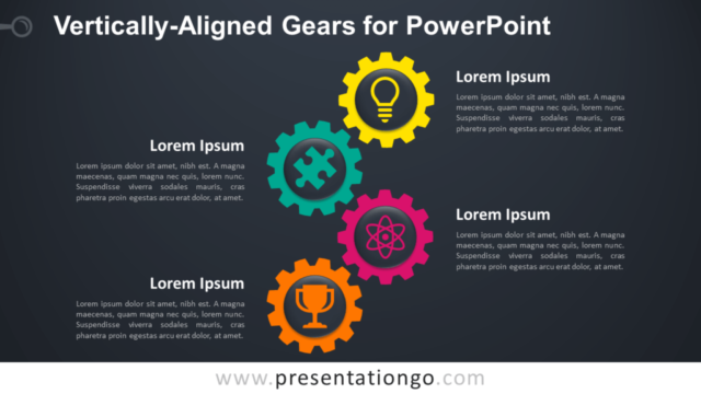 Engranajes Alineados Verticalmente Gratis Para PowerPoint