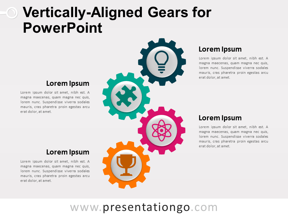 Engranajes Alineados Verticalmente Gratis Para PowerPoint