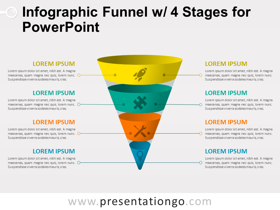 Embudo infográfico Gratis Con 4 Etapas PowerPoint