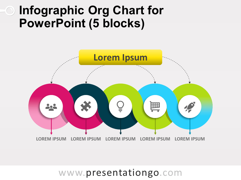 Organigrama Infográfico Gratis de 5 Bloques Para PowerPoint