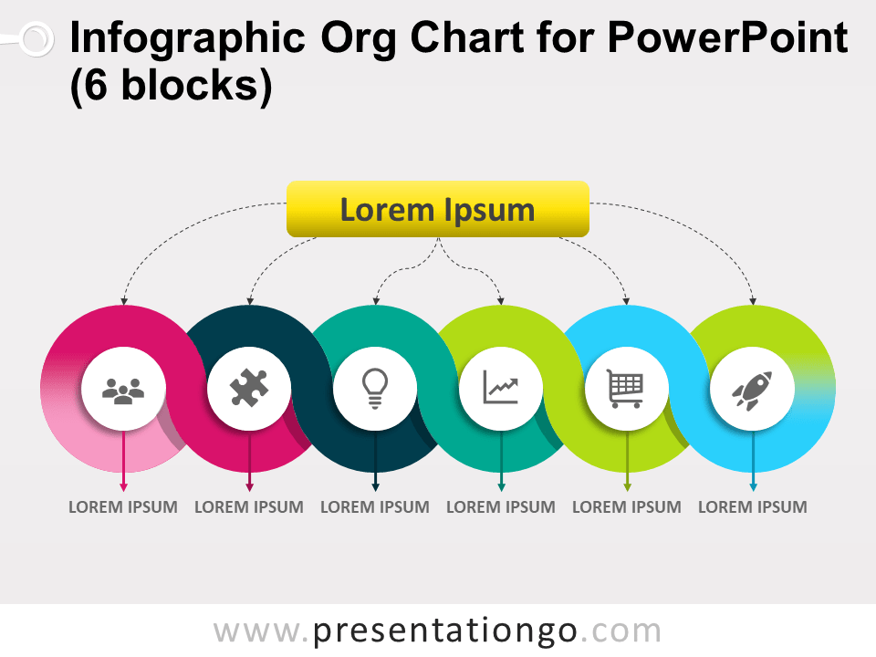 Organigrama Infográfico Gratis de 6 Bloques Para PowerPoint