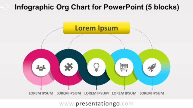 Organigrama Infográfico Gratis de 5 Bloques Para PowerPoint