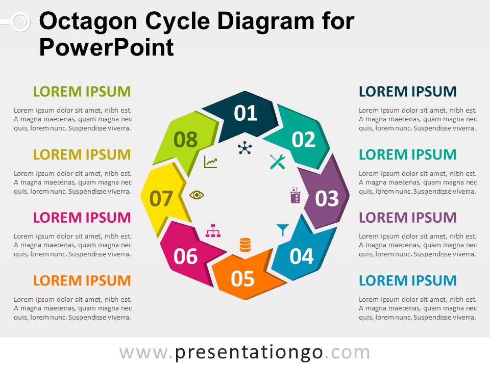 Diagrama Gratis de Ciclo de Octágono Para PowerPoint