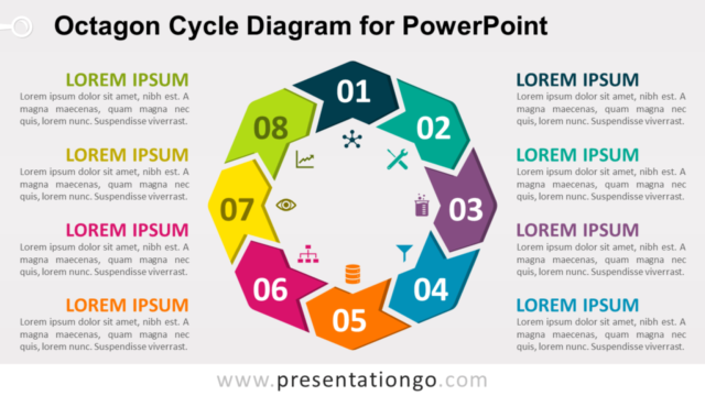 Diagrama Gratis de Ciclo de Octágono Para PowerPoint