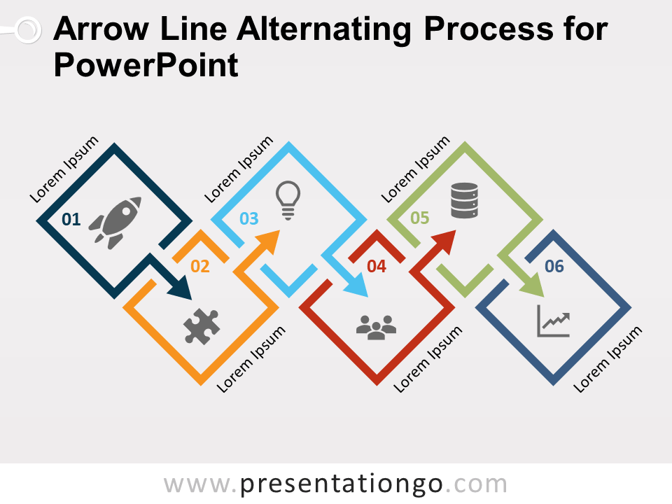 Proceso Alternado de Línea de Flecha Gratis Para PowerPoint