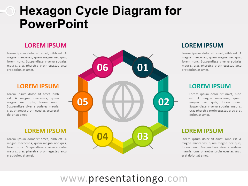Diagrama Cíclico de Hexágonos Gratis Para PowerPoint