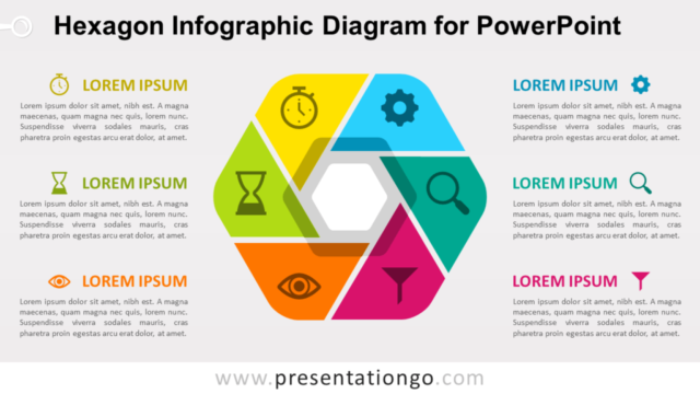 Diagrama Infográfico de Hexágonos Gratis Para PowerPoint