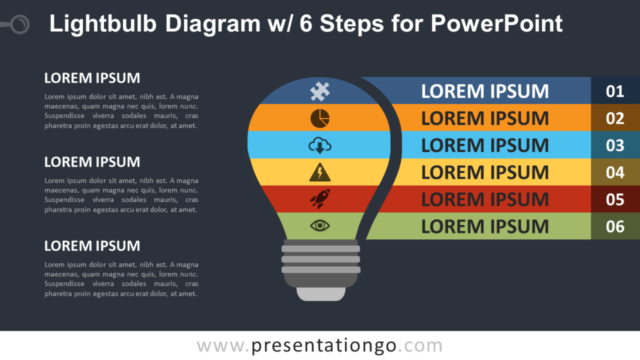 Diagrama de Bombilla de 6 Pasos Gratis Para PowerPoint