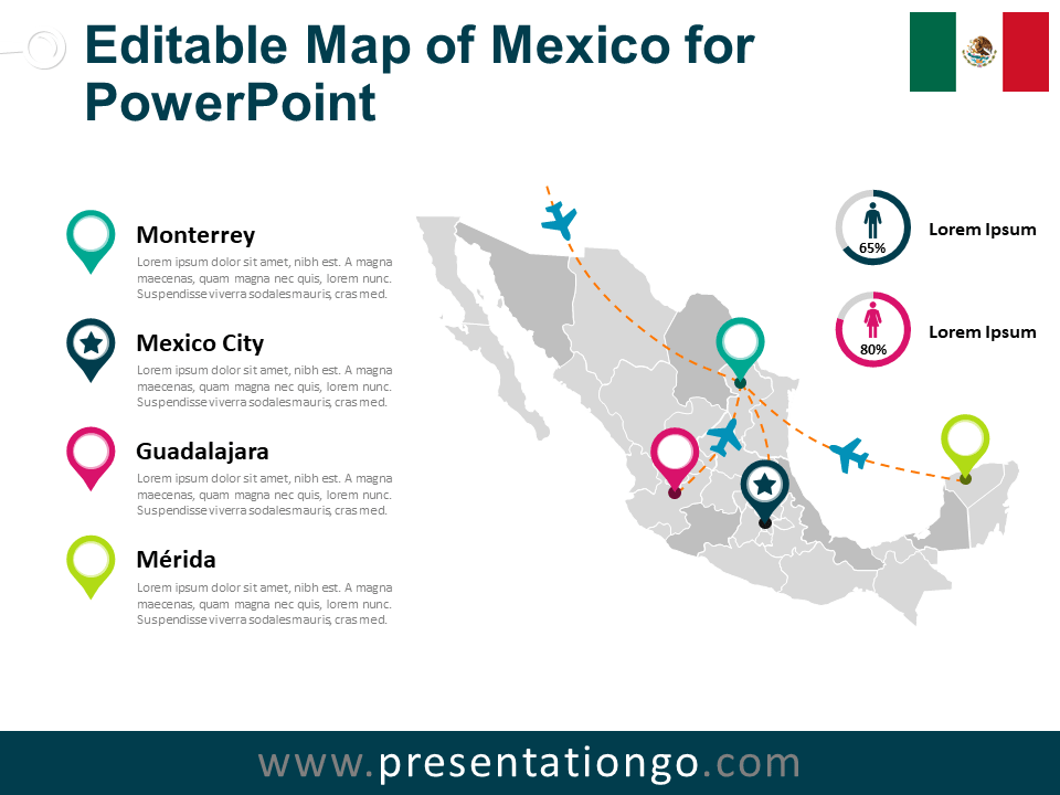 Mapa de México Para PowerPoint Gratis