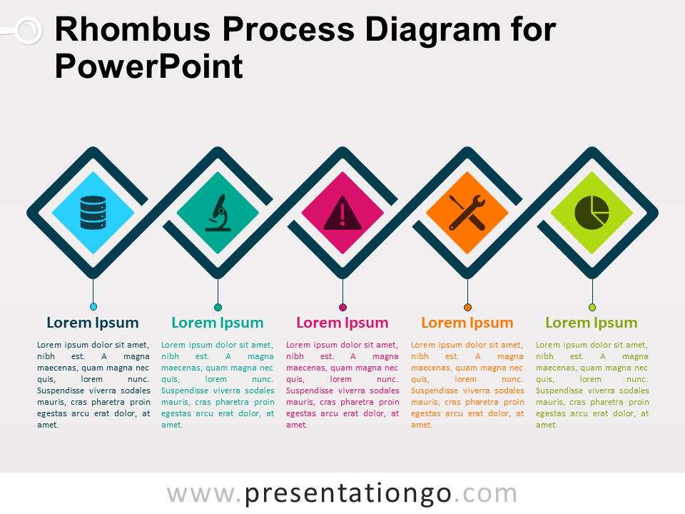 Diagrama de Proceso de Rombo Gratis Para PowerPoint