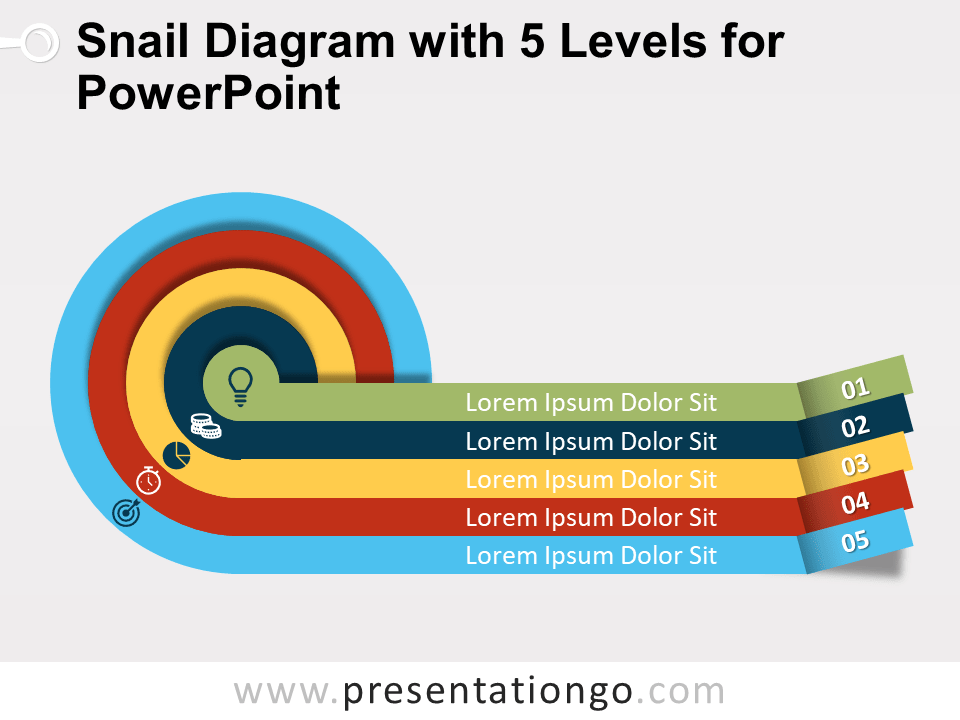 Diagrama de Caracol con 5 Niveles Gratis Para PowerPoint