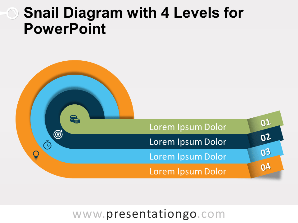 Diagrama de Caracol con 4 Niveles Gratis Para PowerPoint